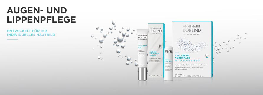 ANNEMARIE BÖRLIND AUGEN- UND LIPPENPFLEGEDie Annemarie Börlind Augenpflege ist eine Spezialpflege für die Augenpartie die den Feuchtigkeitsgehalt der Haut und ihren Energiestoffwechsel anregt. Die Creme mildert Fältchen und Linien, die zarte Augenpartie wird vor frühzeitiger Hautalterung geschützt und die Spannkraft und Festigkeit wird leicht verbessert. Diese Creme ist eine perfekte Unterlage für ein Augen Make-up und wird schnell von der Haut aufgenommen. Die leicht Emulsion ist frei von Farb- und Duftstoffen, sie ist auch für Kontaktlinsenträger geeignet. Mit der straffenden Augenpflege wird die Haut zarter und glatter, sie fühlt sich geschmeidiger an und die Spezialpflege verleiht ein angenehmes, entspanntes Gefühl in der Augenpartie.