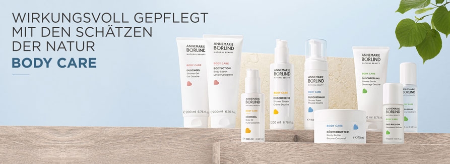 ANNEMARIE BÖRLIND BODYlindDie Pflege mit Body Lind gibt der Haut abgestimmte Wirkstoffe und reguliert die Feuchtigkeit der Haut auf natürliche Weise. Dabei wird sie vor dem Austrocknen geschützt. Die Pflegeserie bietet Anwendungsmöglichkeiten in Form von Balsam, Deodorants, Body Lotions, Schönheitsbalsam und Körpercremes. Mit ihr geniessen Sie das herrliche Gefühl spürbar glatterer und gepflegter Haut. Die Körperpflege verleiht der Haut ein kräftiges und jünger wirkendes Aussehen. Bei regelmässiger Anwendung wird die Haut nicht nur intensiv gepflegt, sie wird spürbar weicher und glatter und schenkt ein herrlich frisches Hautgefühl.