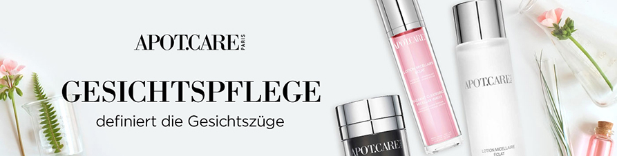 Apot.Care GesichtspflegeDie Apot.Care Gesichtspflege spendet Feuchtigkeit, verleiht ein zart weiches Gewebe und verfeinert zudem das Hautbild. Mit der Apot.Care Gesichtspflege wird die Oberhaut dichter, sie erhält ihre Geschmeidigkeit zurück. Das Apot.Care Hyaluron Repair Serum schenkt ein gleichmässiges Hautbild und gibt der Haut ihre Leuchtkraft zurück. Die Apot.Care Detox Black Mask aus der Apot.Care Gesichtspflege Serie ist eine facettenreiche Maske für Gesicht, Hals und Dekolleté die in nur 15 Minuten das Hautbild grundlegend verändert. Gereinigt und entgiftet, atmet die Haut auf und enthüllt ihre neuentdeckte Vitalität mit aussergewöhnlicher Strahlkraft. Die Apot.Care Gesichtspflege regeneriert mit der Diamond Night Cream, verjüngt und ist für jeden Hauttyp geeignet. Morgens erscheint die Haut ausgeruht, sie wirkt strahlend und hydratisiert.