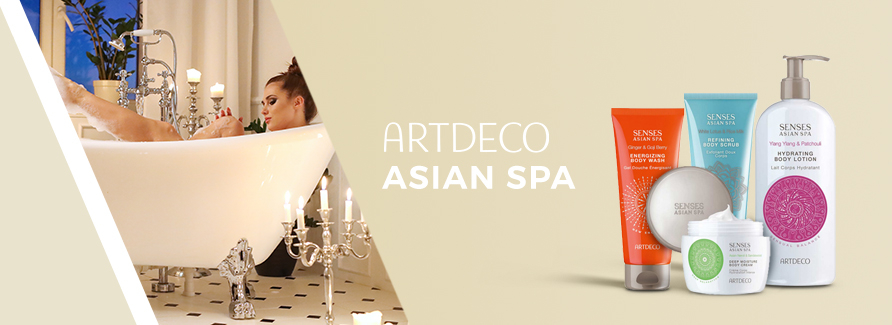 Artdeco Asian Spaverzaubert mit einer Vielzahl an Produkten, die pure Wellness für Körper und Seele bieten. Verwandeln Sie Ihr Zuhause in eine Wellness-Oase und spüren Sie die fernöstliche Philosophie und die tiefe Entspannung von Senses Asian Spa. Entdecken Sie die vier Serien Deep Relaxation, New Energy, Sensual Balance und Skin Purity und finden Sie hier die optimalen Produkte für Ihre innere Zufriedenheit und Entspannung mit Artdeco Senses Asian Spa.