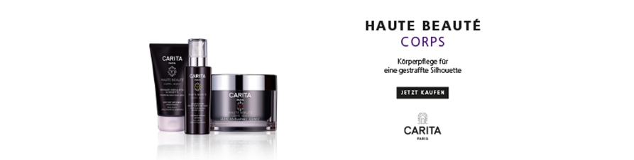 CARITA Haute Beauté CorpsDie Produktlinie Haute Beauté Corps biete Pflege, die für den ganzen Körper geeignet ist und diesen beispielsweise nach der täglichen Dusche mit Feuchtigkeit und Vitaminen versorgt. Basierend auf der Behandlungs-Expertise im Bereich der LED-Technologie hat CARITA drei einzigartige Formulierungen mit hochwirksamer Effektivität entwickelt. Die Produkte der Linie Haute Beauté Corps sind die Fortsetzung der professionellen Körperbehandlungen für Zuhause, um besonders figurverfeinernde und straffende Ergebnisse zu erzielen.