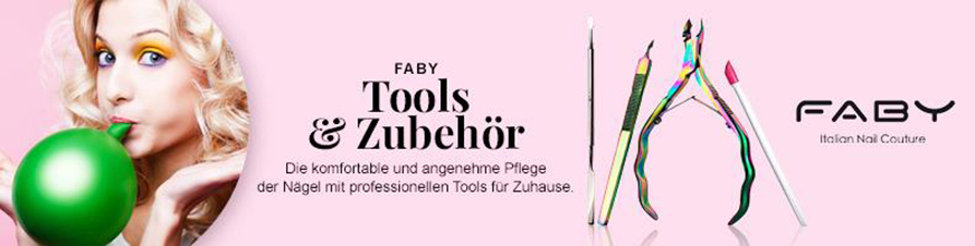 Faby Tools & ZubehörFaby Tools und Zubehör bietet mit Maniküreinstrumenten, Sticks, fusselfreien Vliesstofftüchern, One-Size Einweghandschuhen, hygienischen Tischauflagen aus Vliesstoff und Vliesstoffwraps eine Vielzahl von Möglichkeiten die Nagelpflege angenehmer und effektiv zu gestalten. Diese praktischen Tools mit dem komfortabelen Zubehör machen Ihre Nagelpflege einfacher und schneller.