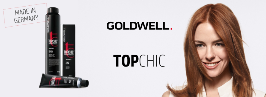Goldwell TopChicDas Goldwell TopChic Hair Color Programm ist ein Haarfärbesystem für brillante und intensive Farben voller Leuchtkraft. Graue Haare gehören nun der Vergangenheit an, denn Goldwell TopChic deckt sie zu 100 Prozent ab. Für gleichmässige und exzellente Farbergebnisse vom Ansatz bis in die Spitzen sorgt die cremig-sanfte Lotion mit IntraLipid und der patentierten Coenzype-Technologie. Die Creme-Farbe lässt sich leicht verarbeiten und schont dabei optimal die Haare. Es bleiben auch bei der Kreativität kaum Wünsche offen, denn Goldwell TopChic präsentiert sich in einem breitbandigen Farbspektrum, das fast 100 mischbare Nuancen beinhaltet und den Weg zu immer neuen Farbmixen frei macht.