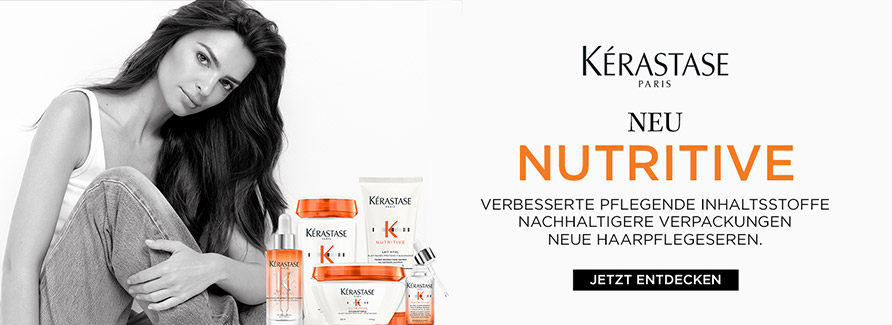 Kérastase NutritiveNutritive Kérastase - die perfekte Pflege für trockenes Haar. Wer trockenes Haar hat, kennt die Problematik, dass diese Haare immer störrisch sind, sich nur schwer stylen lassen und auch beim Glanz zu wünschen übrig lassen. Mit Nutritive Kérastase steht eine Pflege zur Verfügung, die genau für trockenes Haar entwickelt ist und die sich auf die Bedürfnisse dieser Haarstruktur einstellt. Diese Haarpflegeserie setzt schon beim Waschen des Haares an, denn schon hier werden mit klassischen Shampoos viele Fette und auch Feuchtigkeit entzogen, die trockenes Haar aber dringend benötigt. Das Nutritive Shampoo dagegen reinigt das Haar sanft, pflegt es schon bei der Wäsche und stellt schon bei der Reinigung des Haares die Grundlagen für ein gepflegtes, glänzendes und gesundes Haar. Die Nutritive Kérastase Pflegeserie ist aber komplett aufeinander abgestimmt und so geht die Pflege schon nach dem Waschen weiter. Das Nutritive Haarbad beispielsweise sorgt dafür, dass die Haare intensiv genährt und mit Feuchtigkeit versehen werden, denn genau die Feuchtigkeit ist es, die trockenes Haar dringend von aussen zugeführt bekommen muss. Mit dem Nutritive Haarbad wird das Haar und auch gleichzeitig die oftmals bei trockenem Haar mit angegriffene Kopfhaut gepflegt und man bekommt sofort nach der Anwendung ein völlig neues Gefühl auf dem Kopf. Was macht die Nutritive Kérastase Pflegeserie so empfehlenswert und absolut positiv für das Haar? Zum einen sind bei der Nutritive Kérastase Pflegeserie schon einmal alle Produkte perfekt aufeinander abgestimmt. So bekommt das trockene Haar alles an Pflege, was es benötigt, wird aber nicht überpflegt - was leider bei der Zusammenstellung verschiedener Produkte aus unterschiedlichen Pflegeserien immer wieder einmal passieren kann. Darüber hinaus sind es die hochwertigen Inhaltsstoffe, die in Nutritive Shampoo und allen anderen Produkten der Pflegeserie so angenehm und sichtbar ihre Wirkung tun. Gluco-Activen beispielsweise sowie auch Rhizom Extrakt sind wichtige Inhaltsstoffe der Nutritive Kérastase Pflegeserie und diese Inhaltsstoffe sorgen dafür, dass das Haar vom Ansatz bis in die Spitze perfekt gepflegt ist und auch so ausschaut. Durch die hochwertigen Inhaltsstoffe wird das Haar sehr geschmeidig, dabei aber dennoch schwerelos und - was für die Optik absolut wichtig ist - das Haar bekommt einen geradezu unglaublichen Glanz verliehen. Wer die Problematik der trockenen Haare kennt, sollte die Nutritive Kérastase Pflegeserie inklusive Nutritive Shampoo, dem Nutritive Haarbad sowie den vielen anderen Produkten, die individuell für die Pflege des trockenen Haares entwickelt wurden, unbedingt einmal ausprobieren. Die Belohnung ist ein traumhaftes neues Haargefühl und ein gepflegter Schopf, der geschmeidig ist, sich sehr angenehm anfasst und der ein absoluter neuer Schmuck mit viel Glanz ist. Perfekte Haarpflege von der Kopfhaut an Nutritive von Kérastase bietet für die Haarpflege ein umfangreiches Programm, das weit über die Reinigung und gute Kämmbarkeit des Haares hinausgeht. Es ist die perfekte Pflege für trockenes, strapaziertesw, rebellisches und lockiges Haar. Trockenes, strapaziertes Haar wird durch eine Unterfunktion der Talgdrüsen, oder aber auch durch äussere Umstände hervorgerufen. Durch chemische Behandlungen , durch mechanische Einwirkungen beim Haarstyling und auch durch Hitze beim Föhnen und Kämmen wird das Haar in seiner Schuppenschicht verändert. Im schlimmsten Fall stehen Teile der Schuppenschicht ab, oder fehlen sogar ganz. Nutrive lagert seine Pflegewirkstoffe in den Schuppenschichten ein und schenkt dem Haar neue Kraft und Energie. Anti-oxidative Wirkstoffe schützen die Haarfaser vor der Austrocknung und umgeben die Haaroberfläche mit einem Schutzmantel. Rebellisches Haar mangelt es oftmals an Geschmeidigkeit, besonders bei Luftfeuchtigkeit ist es oftmals schwer zu bändigen. Nutrive bietet hier eine glättende Funktion, die das Haar sanft pflegt und die Kämmbarkeit deutlich erhöht. Lockiges Haar schliesslich besitzt von Natur aus eine sehr trockene Haarfaser, die für weniger Glanz sorgt. Die Haare haben meist ein Übermass an Volumen und wirken durcheinander und kraus. Nutrive bietet für diesen Haartypus eine intensive Feuchtigkeitspflege, die lockigem Haar einen sinnlichen Glanz verleiht. Das Haar wird geschmeidiger und die Locken werden deutlich fliessender und definierter. Wir freuen uns auf Ihre Bestellung!