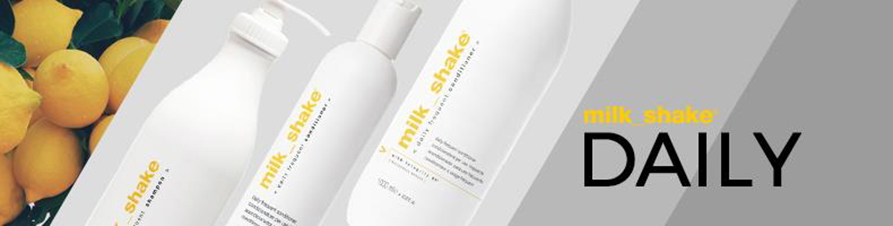 Milk_Shake Dailybeinhaltet Pflegeprodukte, die optimal für die tägliche Haarpflegte von normalem und trockenem Haar geeignet sind. Das Haar wird durch häufiges Haarwaschen oft stark strapaziert. Milk_Shake Daily bietet hier die idealen Pflegeprodukte, um das Haar perfekt zu schützen und mit Feuchtigkeit zu versorgen. Die Produkte der Daily Pflege sind mit Milchprotein und Apfelfruchtsaft angereichert und bieten dank Sonnenblumen-Extrakt zusätzlich einen idealen Farbschutz.