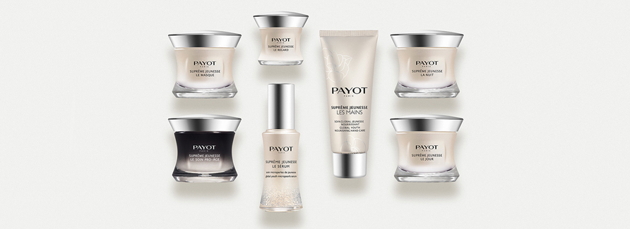Payot Suprême Jeunesse
Die umfassende Anti-Aging-Pflegeserie Suprême Jeunesse ist das Ergebnis langjähriger Forschung der PAYOT Laboratorien und vereint das Beste der Anti-Aging-Pflege. Sie wirkt der Überbeanspruchung der natürlichen Abwehrkräfte entgegen und bekämpft Zeichen von Hautalterung wie Falten, Straffheitsverlust, Pigmentflecken, fehlende Ausstrahlung und trockene Haut wirksam.