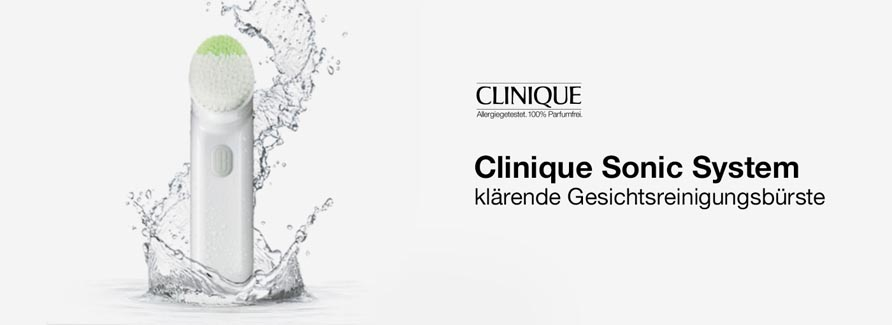 Clinique Sonic SystemVerändern Sie Ihre Haut und machen Sie Ihre 3-Phasen-Systempflege jetzt noch effektiver mit Clinique Sonic System. Die klärende Gesichtsreinigungsbürste verfügt über eine Schalltechnologie und entfernt Schmutzpartikel und Makeup gründlicher als eine manuelle Gesichtsreinigung. Schöne Haut - jetzt noch schöner.
