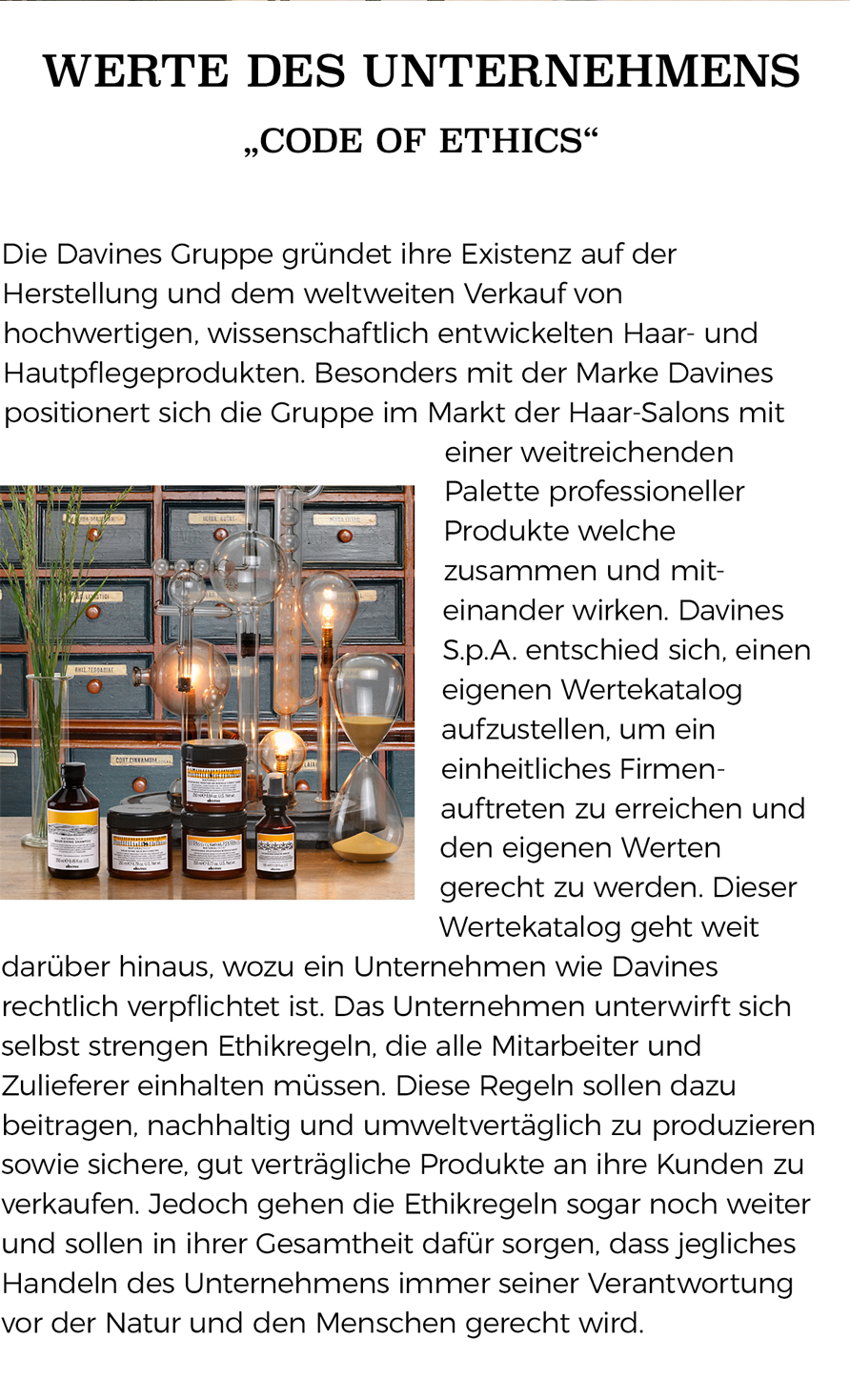 Werte von Davines