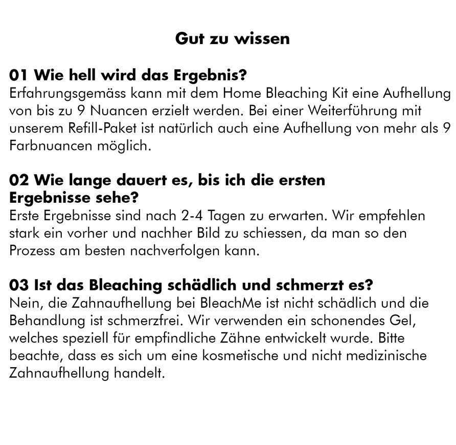 BleachMe: Gut zu wissen