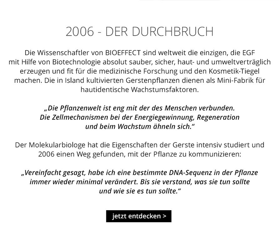 Der BIOEFFECT Durchbruch