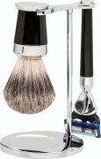 Erbe Shaving Shop Premium Design PARIS Silberspitz & Fusion Edelharz schwarz Rasiergarnitur