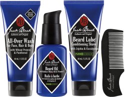 Jack Black Beard Grooming Kit (Beard Wash 44mL, Beard Oil 30 mL, Beard Lupe Conditioning Shave 44 mL, Bartkamm)