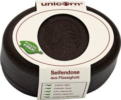 unicorn Seifendose aus Flüssigholz + groß + kokosbraun