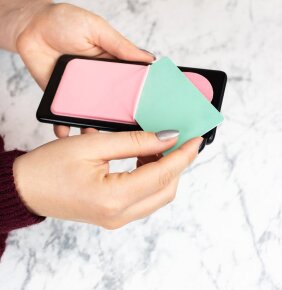 Lotta Power SoftCase Kartenhalter für Smartphones Grey + Rose Bundle (2er Set)