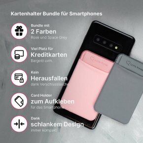 Lotta Power SoftCase Kartenhalter für Smartphones Grey + Rose Bundle (2er Set)
