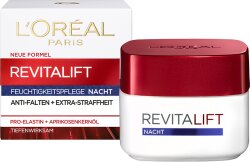 L'Oréal Paris RevitaLift Feuchtigkeitsspendende Nacht-Creme Multi-Lift Gesichtscreme 50ml