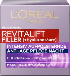 L'Oréal Paris RevitaLift Filler [+Hyaluronsäure] Intensiv Aufpolsternde Anti-Age Pflege Nacht Nachtcreme 50ml