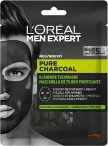 L'Oréal Men Expert Pure Charcoal schwarze, tiefenreinigende und mattierende Tuchmaske 30 g