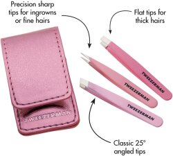 Tweezerman Micro Mini Tweezer Set - Micro Mini Pinzetten Set, Pink