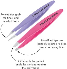 Tweezerman Mini Slant & Point Tweezer Set - Schräge & Spitze Mini Pinzetten, Pink & Lilac