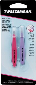 Tweezerman Mini Slant & Point Tweezer Set - Schräge & Spitze Mini Pinzetten, Pink & Lilac