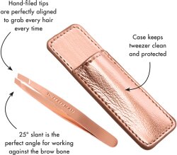 Tweezerman Mini Slant Tweezer & Case - Schräge Mini Pinzette mit Etui, Rose Gold