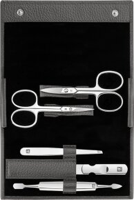 Zwilling Druckknopf-Etui, Leder, 5-tlg. Anthrazit 1 Stk.