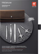ZWILLING Beauty Druckknopf-Etui, Rindleder, braun, 5-tlg.