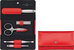 ZWILLING Beauty Druckknopf-Etui, Rindleder, rot, 5-tlg.