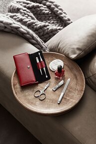 ZWILLING Beauty Druckknopf-Etui, Rindleder, rot, 5-tlg.