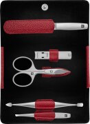 ZWILLING Beauty Druckknopf-Etui, Rindleder, rot, 5-tlg.