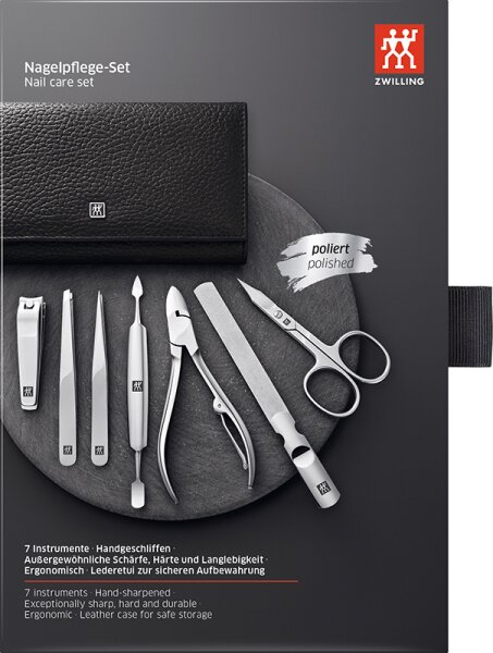 ZWILLING Beauty Druckknopf-Etui, Rindleder, schwarz,