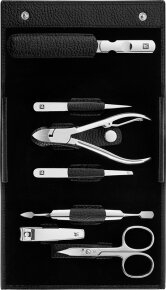 ZWILLING Beauty Druckknopf-Etui, Rindleder, schwarz, 7-tlg.