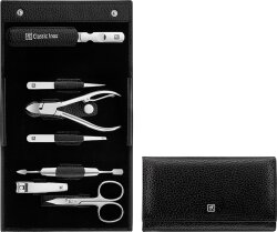 ZWILLING Beauty Druckknopf-Etui, Rindleder, schwarz, 7-tlg.