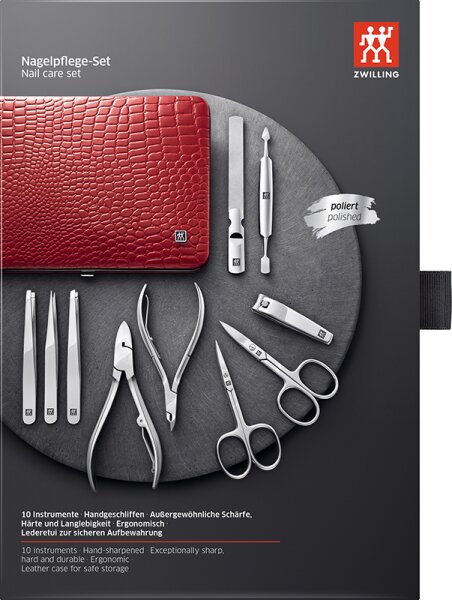 ZWILLING Beauty Rahmen-Etui, Rindleder, rot,