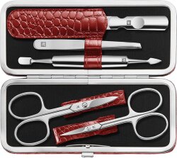 ZWILLING Beauty Rahmen-Etui, Rindleder, rot, 5-tlg.