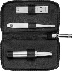 ZWILLING Beauty Reißverschluss-Etui, Rindleder, black, 3-tlg.