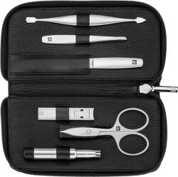 ZWILLING Beauty Reißverschluss-Etui, Rindleder, black, 6-tlg.