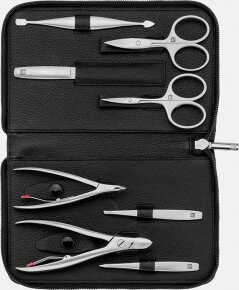 ZWILLING Beauty Reiverschluss-Etui, Rindleder, black, 8-tlg.