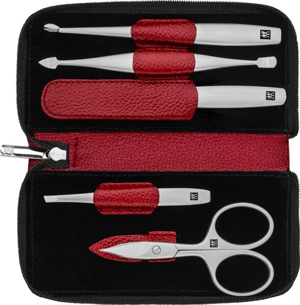 ZWILLING Beauty Reißverschluss-Etui, Rindleder, rot,