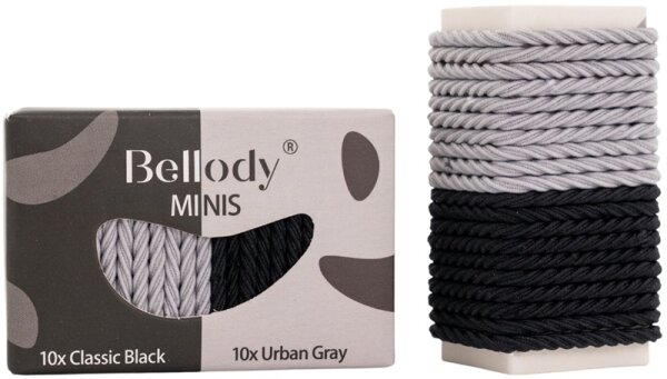 Bellody&reg; Mini Haargummis (20 St&uuml;ck - Schwarz & Grau - Mischpaket)