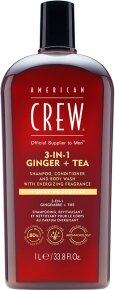 American Crew 3 in 1 Ginger & Tea Shampoo, Conditioner & Body Wash 1000 ml