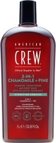 American Crew 3 in 1 Chamomile & Pine Shampoo, Conditioner & Body Wash 1000 ml