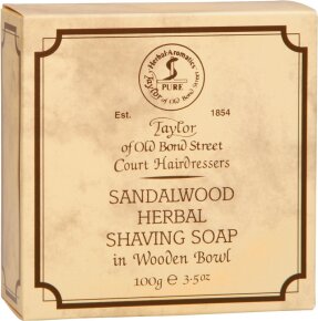 Taylor of Old Bond Street Sandalwood Herbal Shaving Soap in Wooden Bowl 100 g