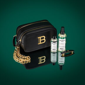 Balmain Hair Couture Signature Pouch Black Gold (Leave in, Argan Elixir, Barrette Medium Black)