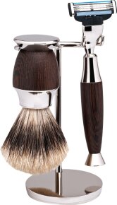 Erbe Shaving Shop Rasierset dreiteilig, Wengeholz/Chrom, Gillette Mach 3