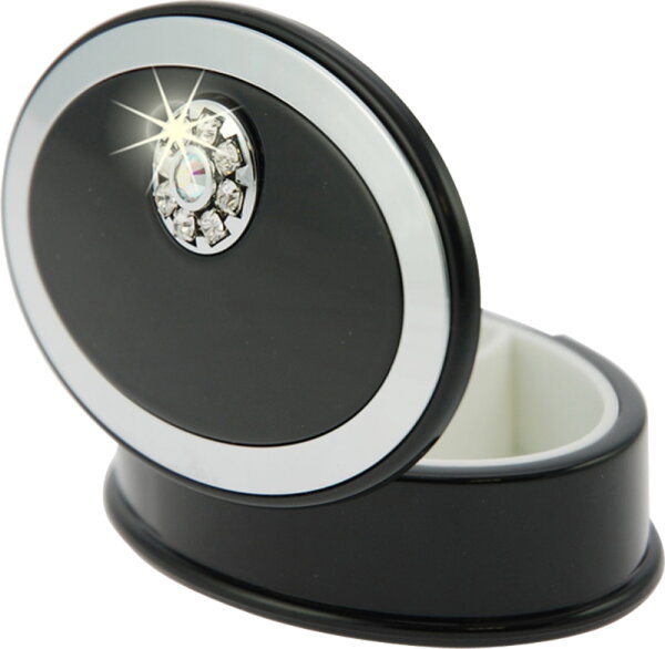 4014491445437 - Pillendose schwarz Swarovski Elements und Einteilung 7 x 5 cm