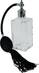 Fantasia Klarglas-Flasche,eckig, mit Ballpumpe silber/schwarz, für 100 ml