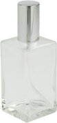 Fantasia Klarglas-Flasche, eckig, mit Zerstäuberpumpe + Kappe silber für 100 ml