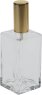 Fantasia Klarglas-Flasche, eckig, mit Zerstäuberpumpe + Kappe gold für 100 ml